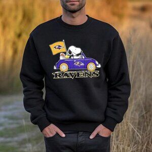 Peanuts Snoopy Woodstock Ravens Sweatshirt Retro NFL Baltimore Football Fan 05